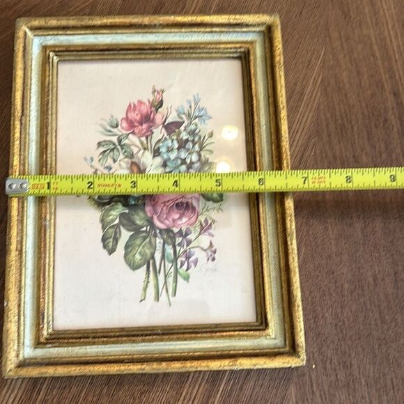 Vintage Italian Silk Flemish School Flowers Frame Art / Set of 2 - Picture 10 of 11